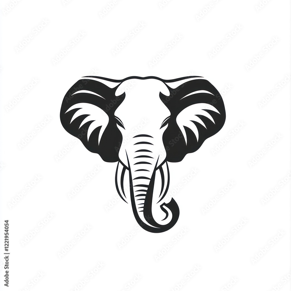 Stylized Elephant Head Black And White Design Stylized Elephant Head Black And White Design