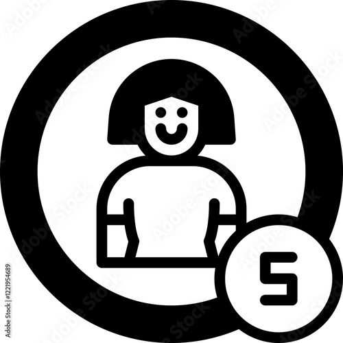 women counting solid line icon