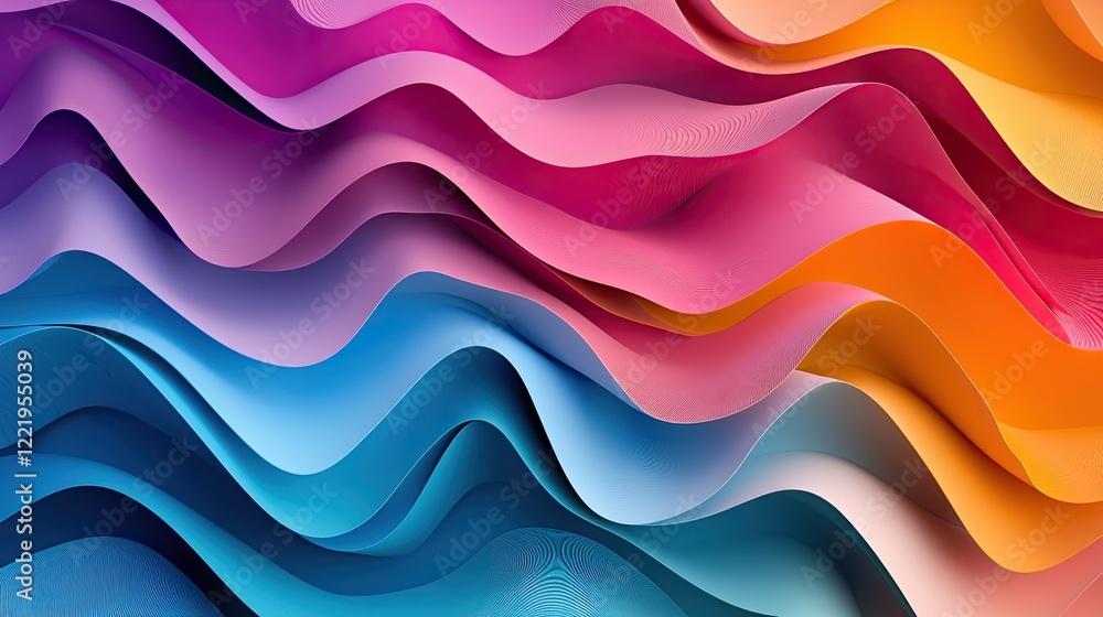Obraz premium A series of overlapping waves in various colors, symbolizing the constant evolution of technology and communication.