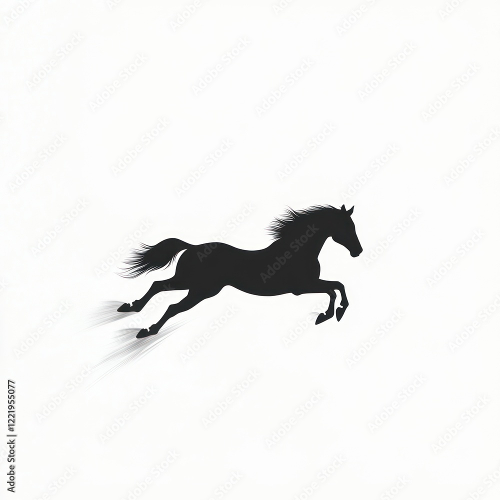 Black Silhouette Of A Horse Leaping Gracefully Black Silhouette Of A Horse Leaping Gracefully