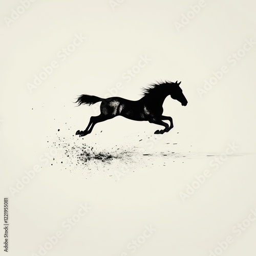 Wallpaper Mural Black Horse Leaping Across a Pale Background Torontodigital.ca