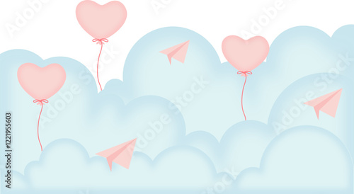 Valentine's Day Cloud Border