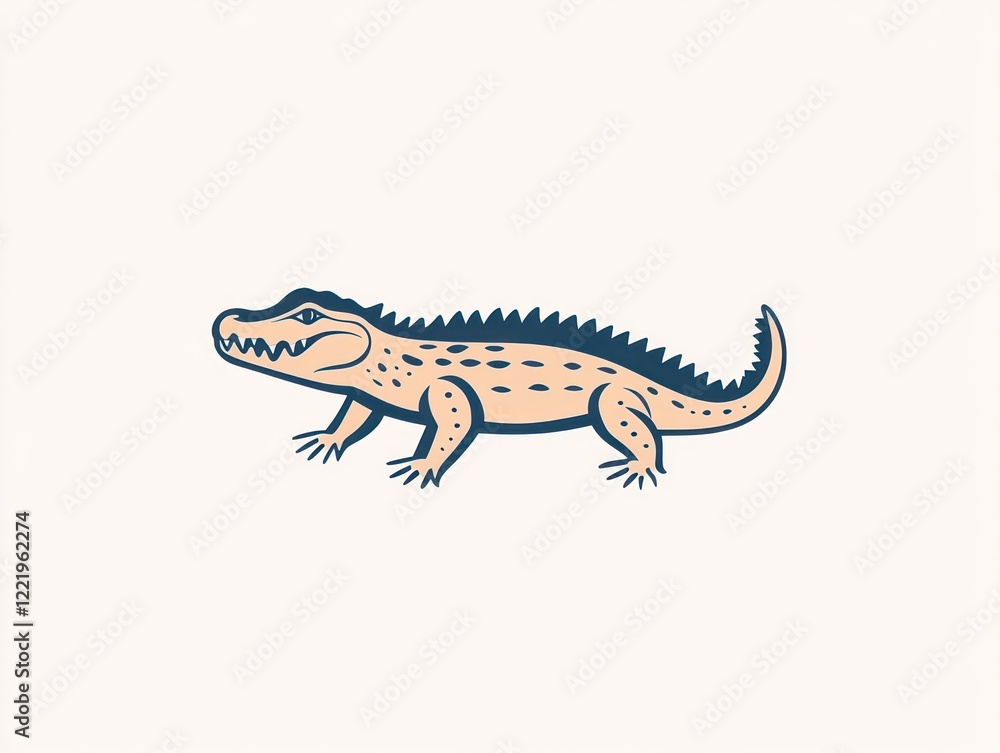 A Stylized Illustration Of A Crocodile A Stylized Illustration Of A Crocodile