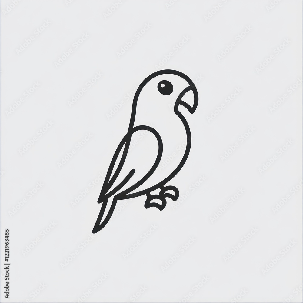 Obraz premium Simple Line Drawing Of A Small Parrot Bird