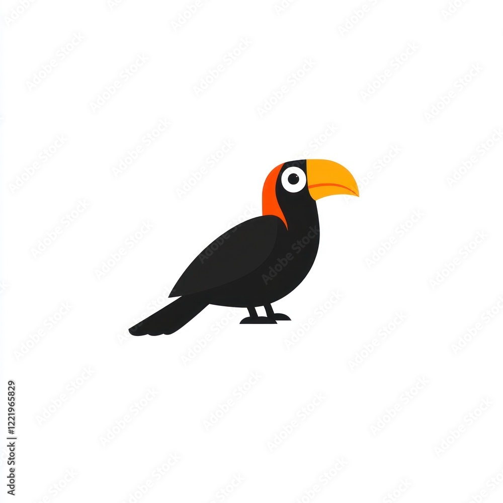 Obraz premium A Cartoon Illustration Of A Black Toucan Bird