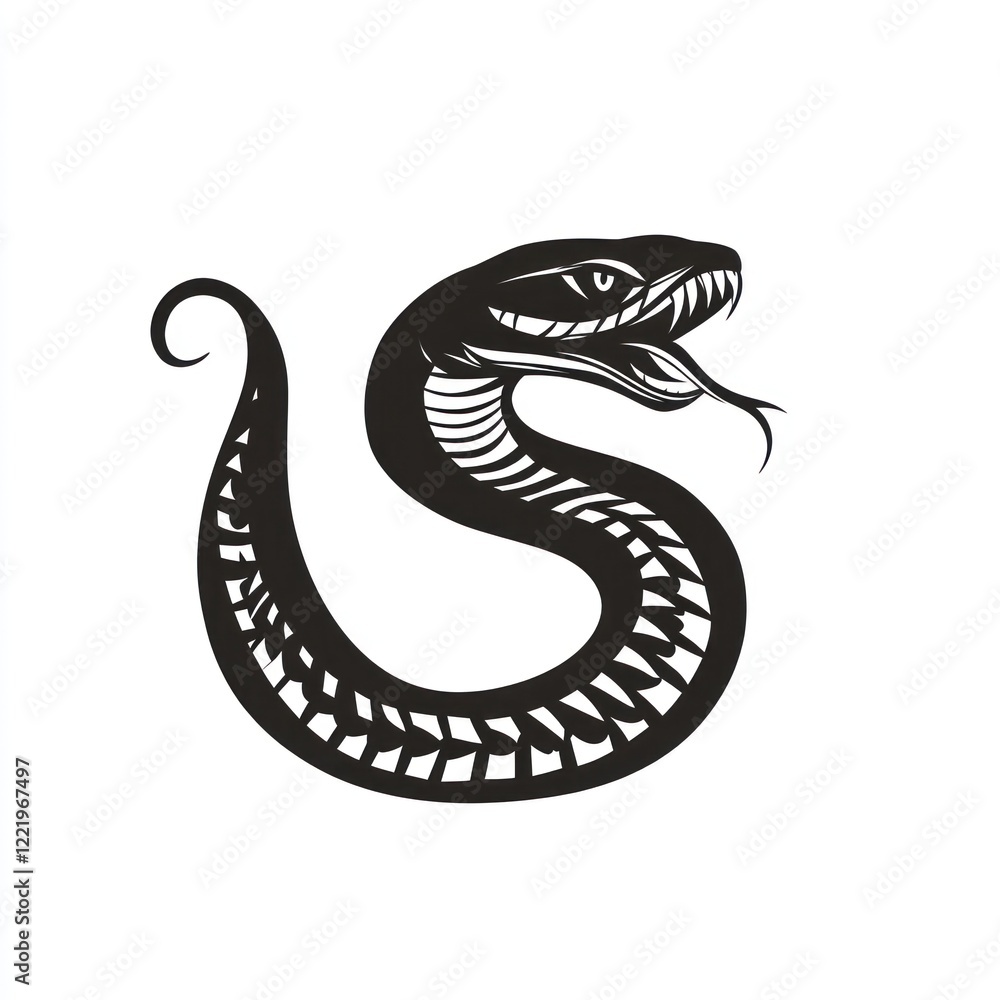 Striking Black Snake Design Coiled Ready to Strike Striking Black Snake Design Coiled Ready to Strike