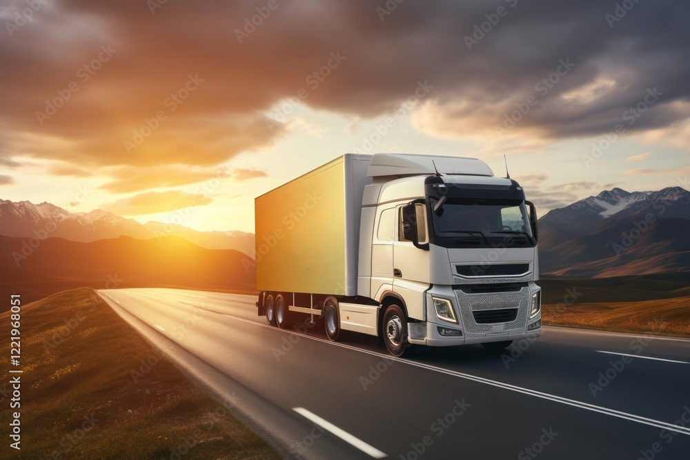 Driving cargo truck on the road Driving cargo truck on the road
