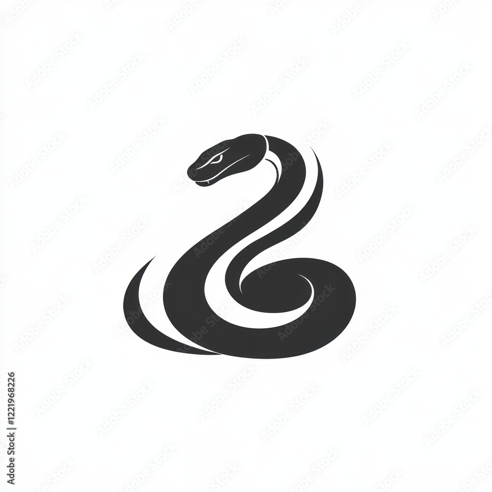 Fototapeta premium A Coiled Black Snake Design Simple Elegant Logo