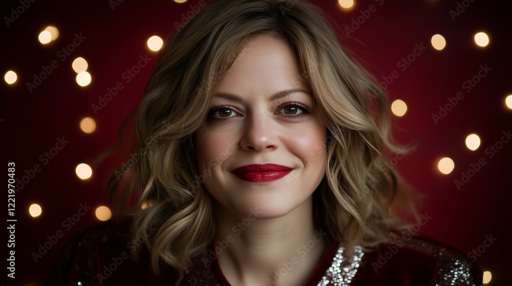Smiling Woman in Santa Claus Costume in Snowy Setting Smiling Woman in Santa Claus Costume in Snowy Setting