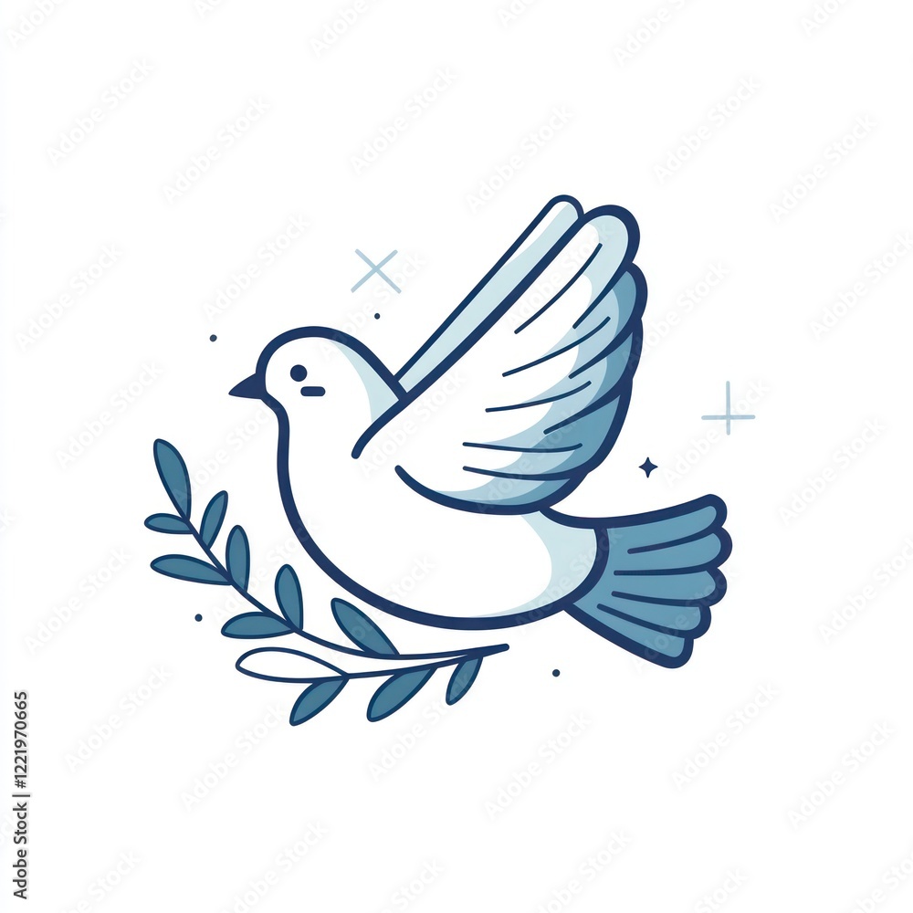 A White Dove of Peace Flying with Olive Branch A White Dove of Peace Flying with Olive Branch
