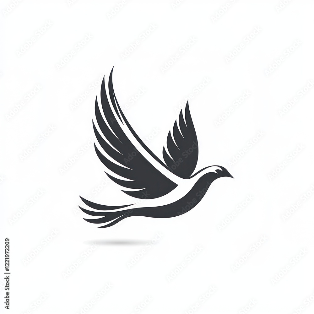 Elegant Black Bird In Flight Graceful Wings Soaring Elegant Black Bird In Flight Graceful Wings Soaring