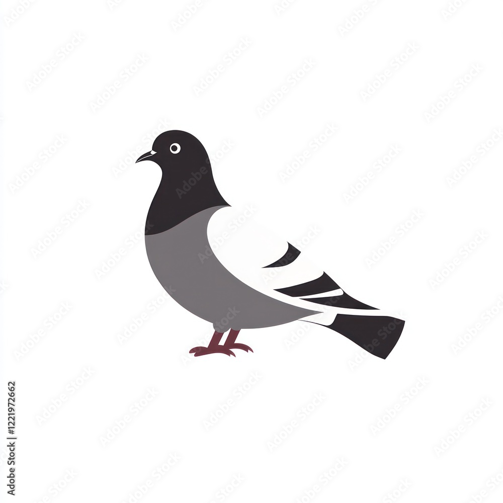 Obraz premium A Simple Illustration Of A Gray And Black Pigeon