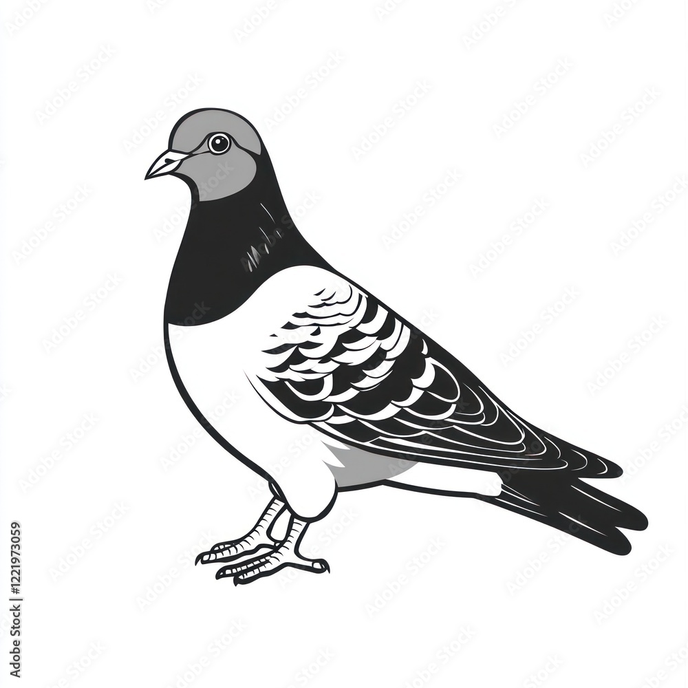 Fototapeta premium A Black And White Drawing Of A Pigeon