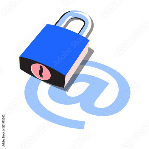 Mail security with padlock and at sign