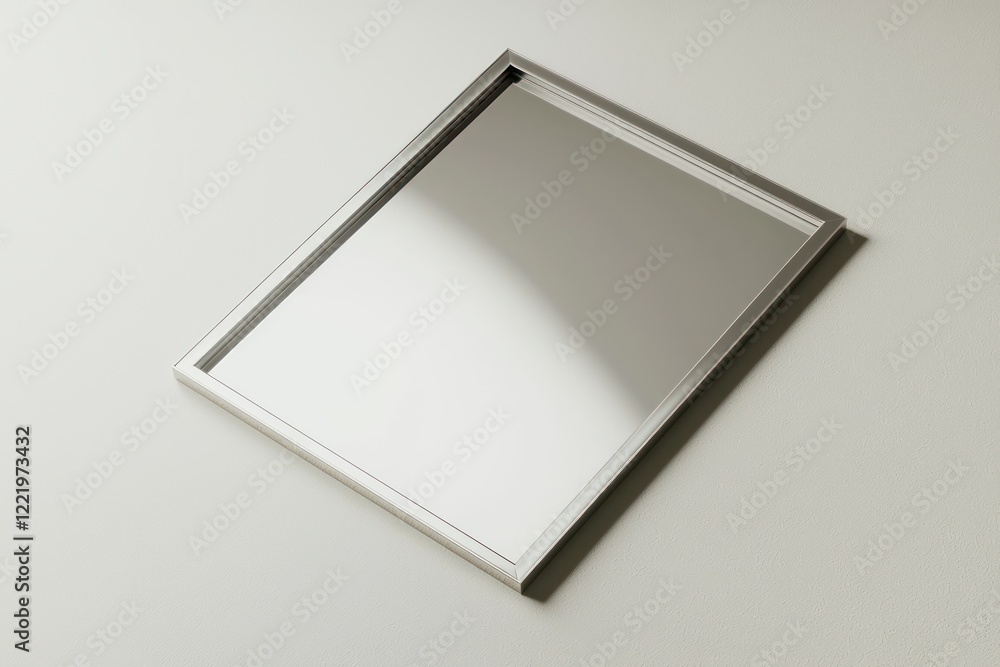 Upward angled modern platinum 3D frame on textured matte gradient. Upward angled modern platinum 3D frame on textured matte gradient.