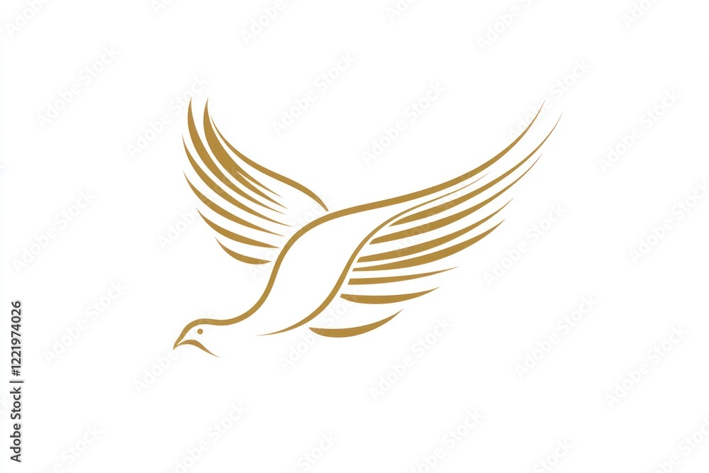 Obraz premium Elegant Golden Dove in Flight Graceful Wings Soaring