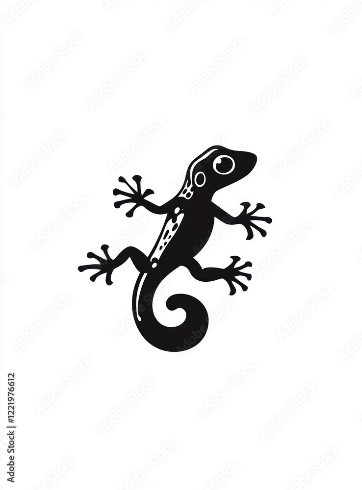 Fototapeta premium Stylized Gecko Illustration in Black and White