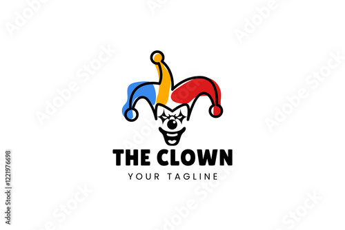 Simple illustration template jester hat logo minimalist joker clown design