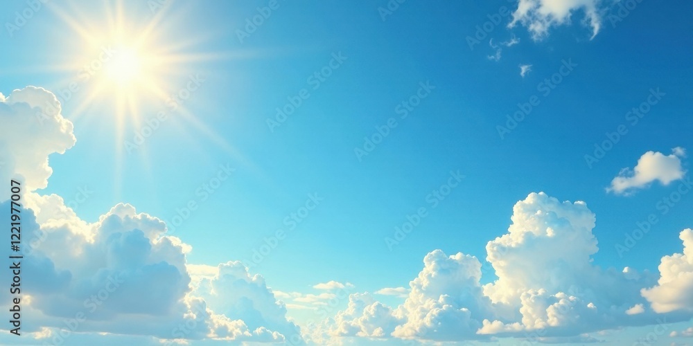 Bright Sunny Day with Fluffy White Clouds in a Vivid Blue Sky Bright Sunny Day with Fluffy White Clouds in a Vivid Blue Sky
