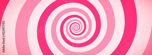 Candy color spiral pattern background. Creamy pink rotating swirl wallpaper. Sweet cartoon comic hypnotic concept. Vector ice cream backdrop. Spinning vortex for banner, poster, flyer, booklet. 