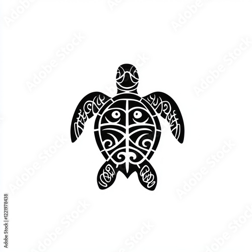 Tribal Style Sea Turtle Design Illustration