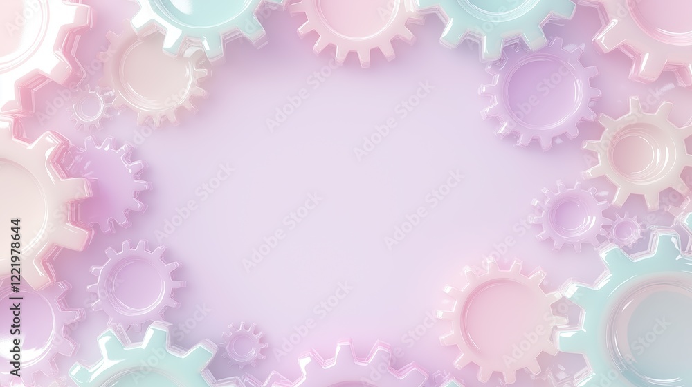 Colorful pastel gears creating a dynamic abstract background with soft gradient hues Colorful pastel gears creating a dynamic abstract background with soft gradient hues