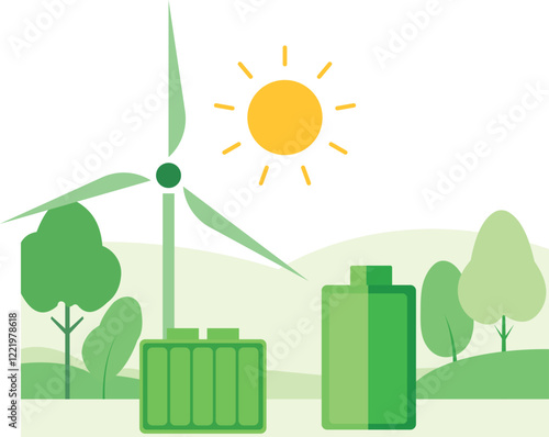 Sustainable renewable simple flat illustration.