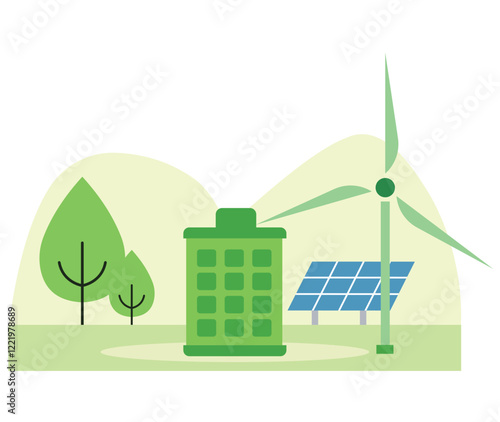 Sustainable renewable simple flat illustration.