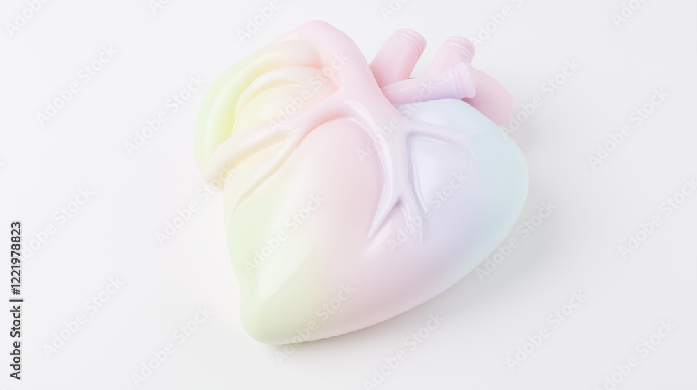 Pastel anatomical heart: soft hues and artistic medical concept Pastel anatomical heart: soft hues and artistic medical concept