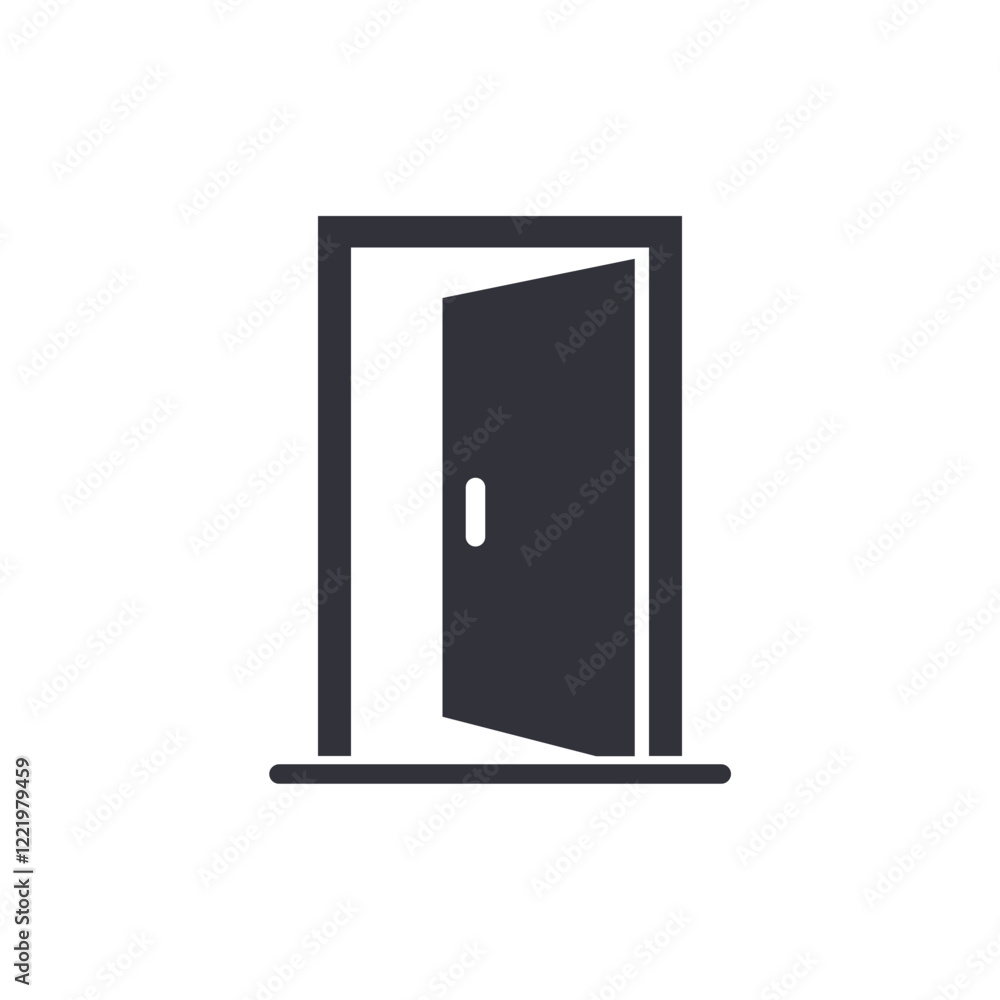 Open door solid icons, minimalist vector illustration ,simple transparent graphic element .Isolated on white background Open door solid icons, minimalist vector illustration ,simple transparent graphic element .Isolated on white background