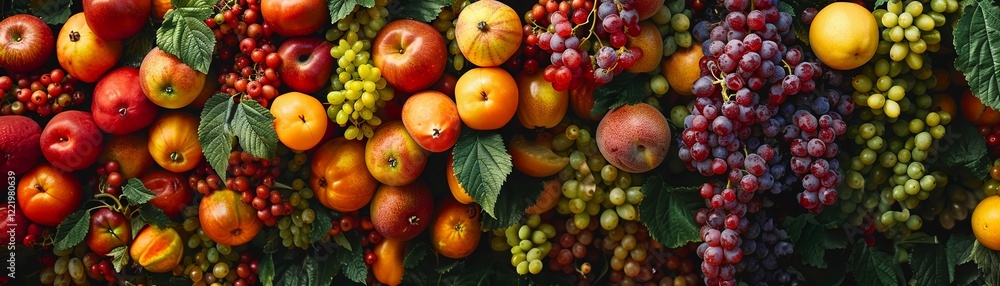 Fresh Fruit Harvest Apples Peaches Grapes and Berries