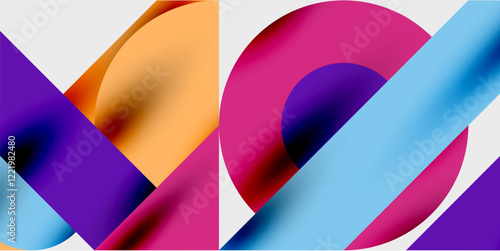 Modern abstract background featuring circles, lines, and triangles in a dynamic geometric composition. Perfect for stylish, tech, or creative-themed designs