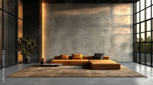 Industrial Chic Living Room Interior as Stock Photo Background