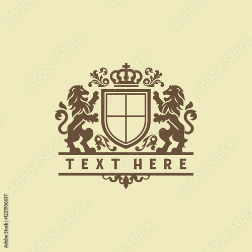 heraldic lion logo shield coat of arms family crest logo	
