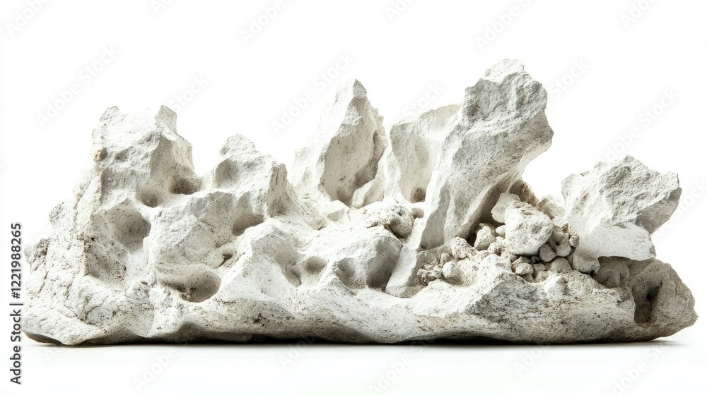 Obraz premium Natural Textured White Coral Rock Formation on a Clean White Background Ideal for Use in Aquariums, Home Decor, or Nature-Themed Projects
