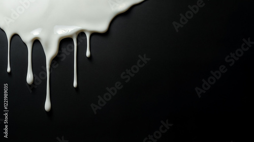 White liquid dripping down black surface