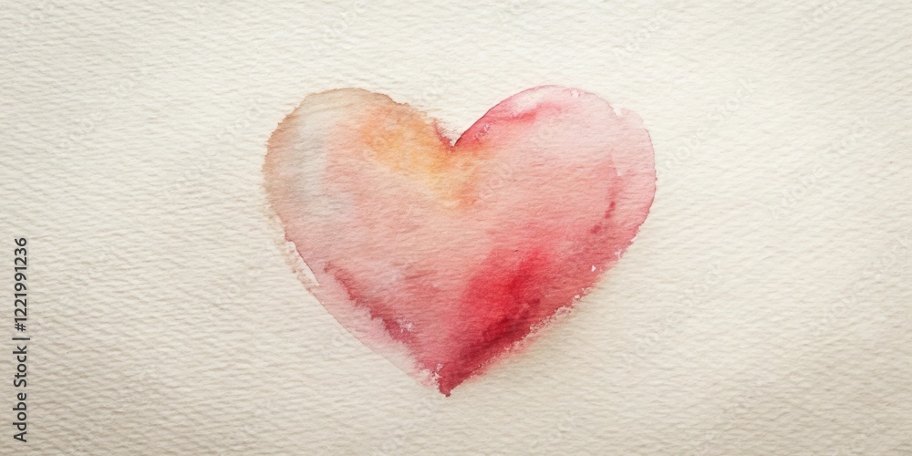 Fototapeta premium A Delicate Watercolor Heart Shape on Textured Paper