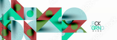 Trendy colorful circles, lines, arrows, triangles and other geometric shapes. Vector Illustration For Wallpaper, Banner, Background, Card, Book Illustration, landing page