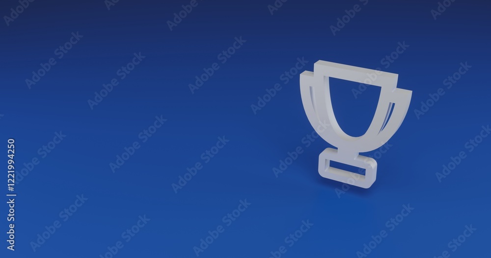 Isolated realistic white trophy symbol with shadow. Located on the right side of the scene. 3d illustration on transparent background Isolated realistic white trophy symbol with shadow. Located on the right side of the scene. 3d illustration on transparent background