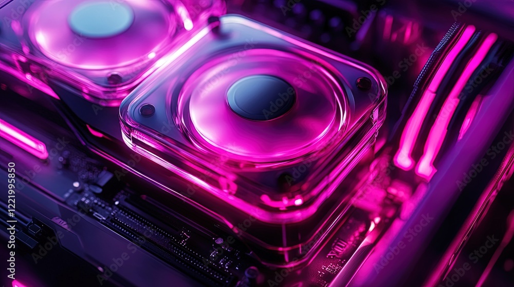 Modern Glowing Black and Purple Gaming PC Setup Modern Glowing Black and Purple Gaming PC Setup