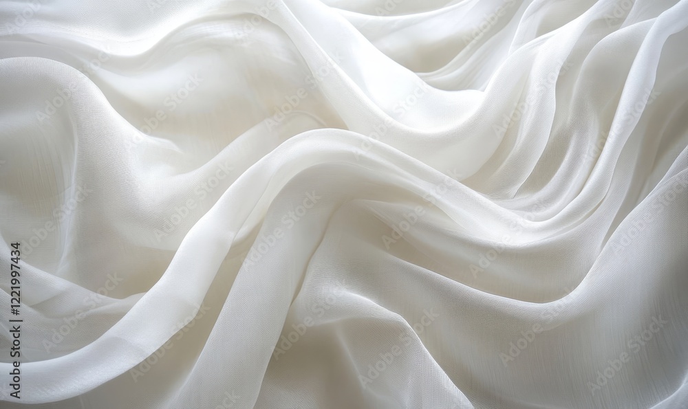 Luxurious White Silk Fabric with Soft Flowing Waves - Elegant Drapery Texture for Design and Background Concepts, Generative AI Luxurious White Silk Fabric with Soft Flowing Waves - Elegant Drapery Texture for Design and Background Concepts, Generative AI