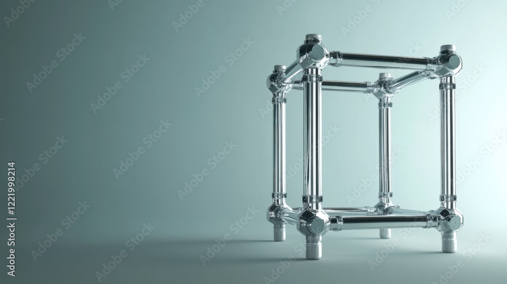 Metallic cubic structure representing modern engineering and design Metallic cubic structure representing modern engineering and design