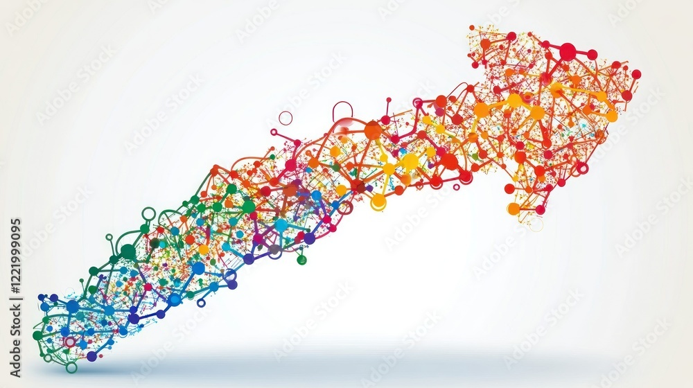 Fototapeta premium Colorful upward arrow abstract network growth presentation