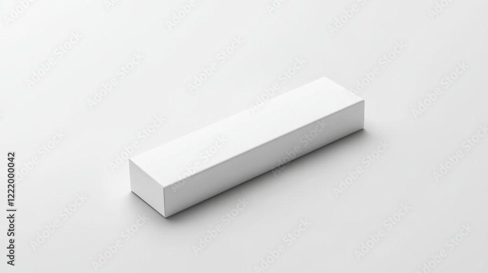 White rectangular cardboard box resting on white background White rectangular cardboard box resting on white background