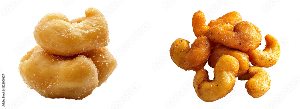 Collection of golden roasted cashews lightly salted isolated on a white or transparent background. Collection of golden roasted cashews lightly salted isolated on a white or transparent background.