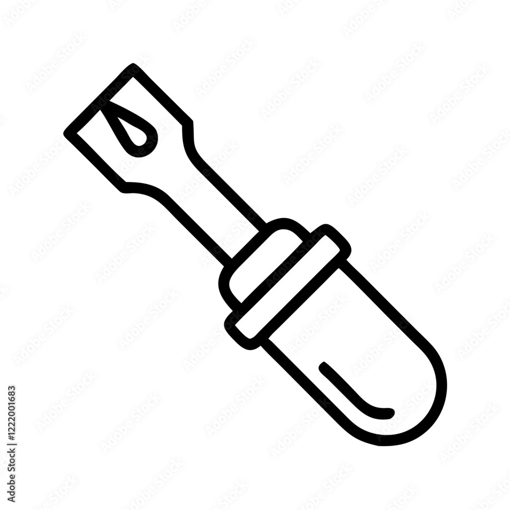 Single screwdriver icon in black and white outline style Single screwdriver icon in black and white outline style