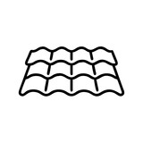 Roof tiles icon in black and white outline style