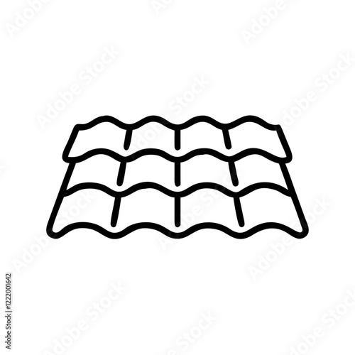 Roof tiles icon in black and white outline style