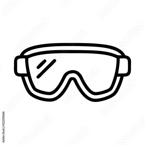 Safety goggles icon in black and white outline style