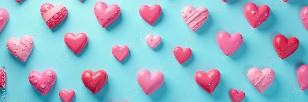 Simple candy heart repeat, light blue backdrop, sweet Valentine design, romantic, graphic Simple candy heart repeat, light blue backdrop, sweet Valentine design, romantic, graphic